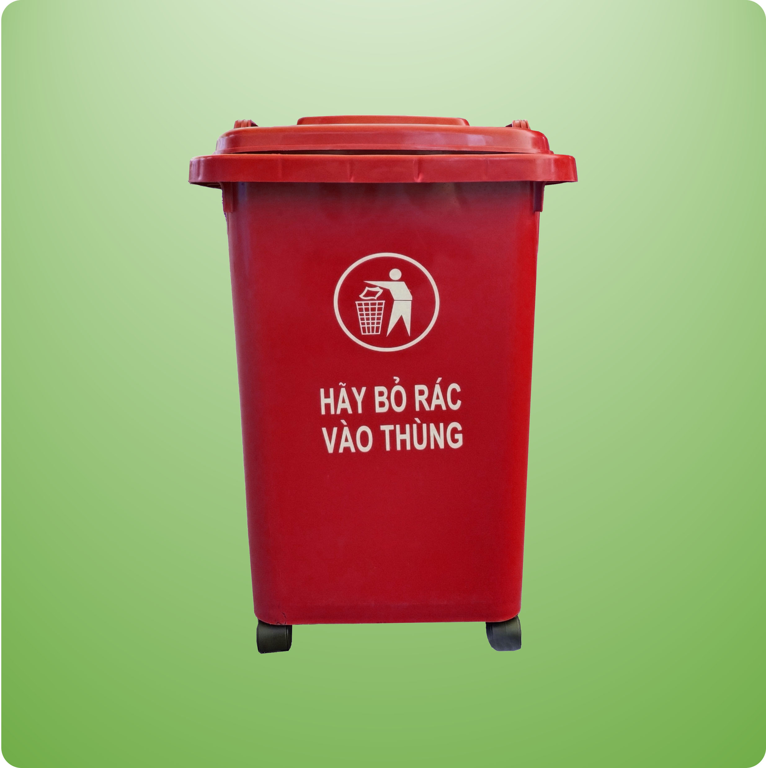 THÙNG RÁC 60L - NẮP KÍN - MÀU ĐỎ