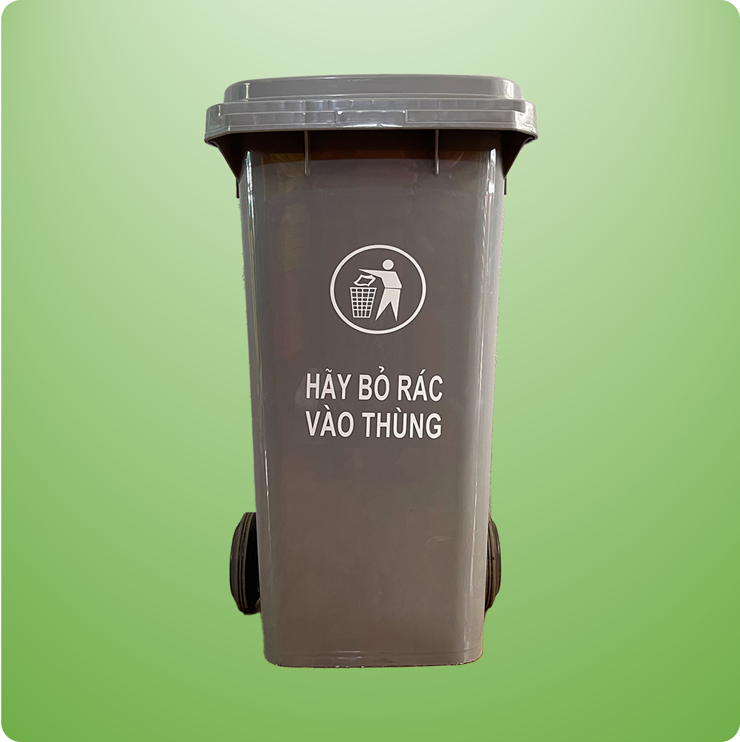 THÙNG RÁC 120L - NẮP KÍN - MÀU XÁM