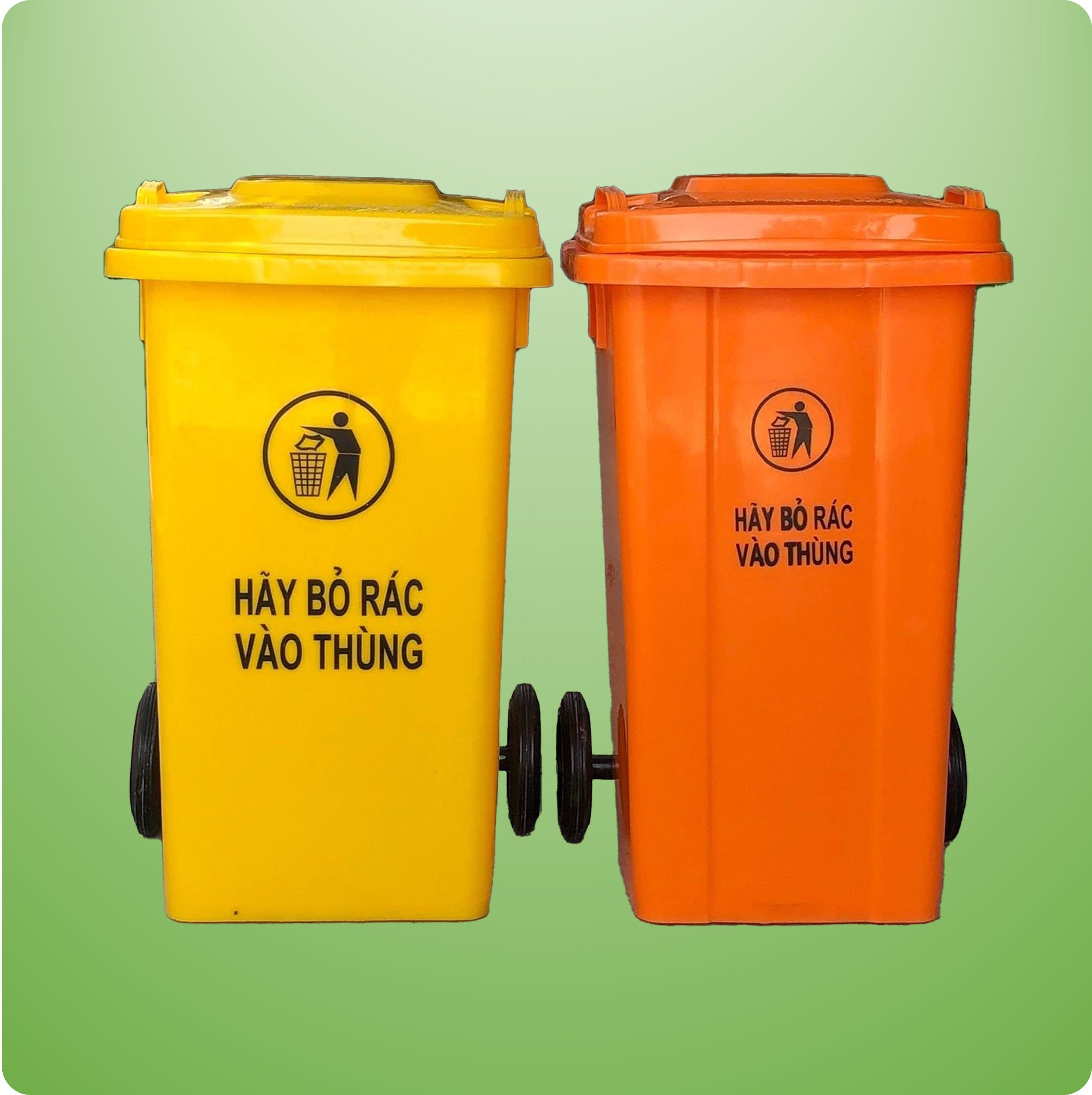 THÙNG RÁC 100L - NẮP KÍN - MÀU CAM